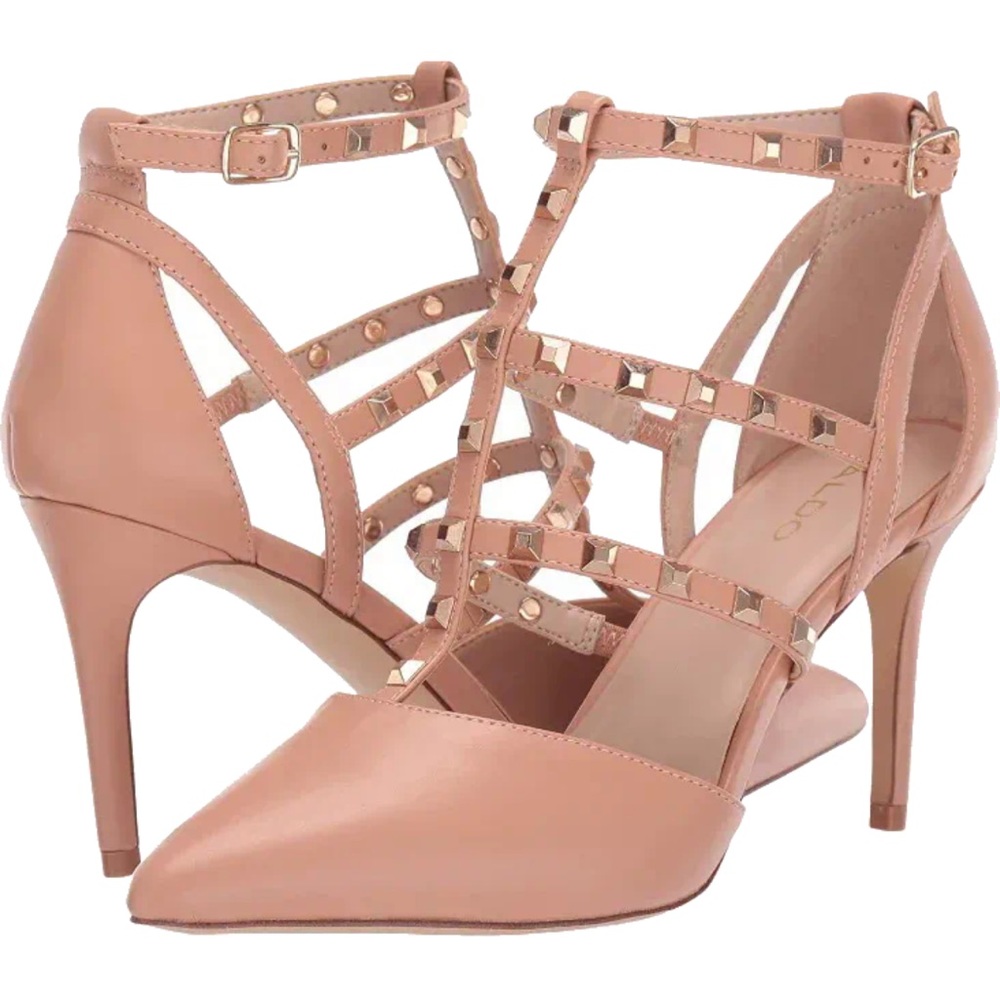 Aldo “Adaovia” caged studded heels - blush